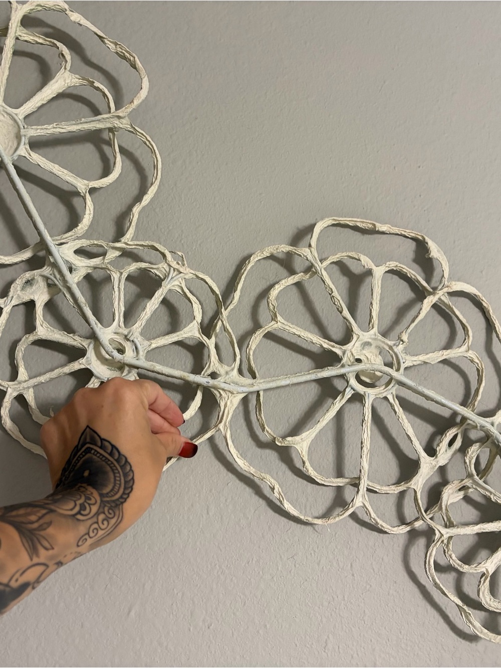 Handcrafted White Floral Metal Wall Decor - Brand